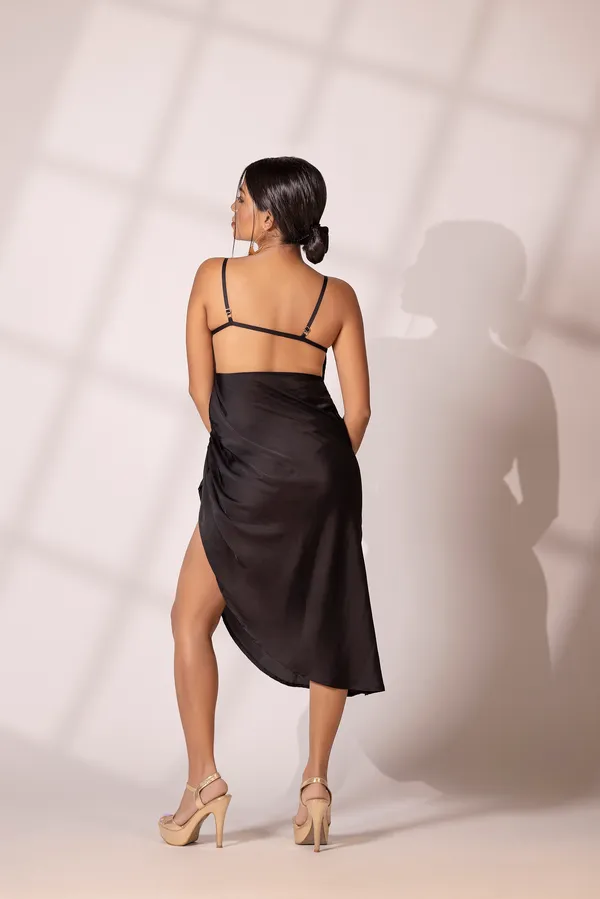 Black_Satin_Drape_Dress_For_Women