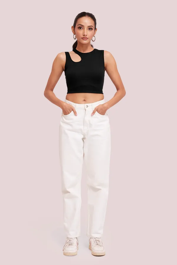 Black_Sleeveless_Round_Neck_Slim_Fit_Ribbed_Cut_Out_Shoulder_Knit_Tank_Crop_For_Women