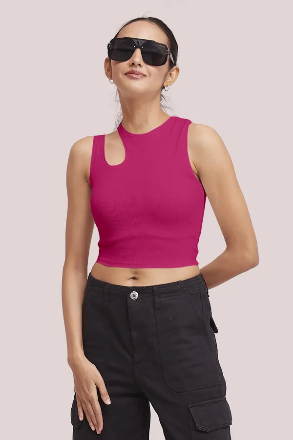 Pink_Sleeveless_Round_Neck_Slim_Fit_Ribbed_Cut_Out_Shoulder_Knit_Tank_Crop_For_Women