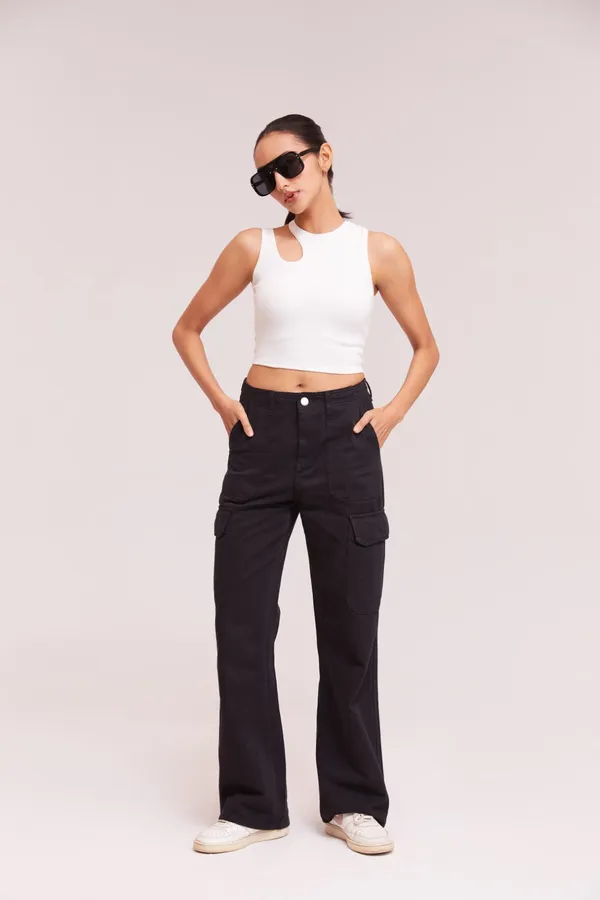 White_Sleeveless_Round_Neck_Slim_Fit_Ribbed_Cut_Out_Shoulder_Knit_Tank_Crop_For_Women