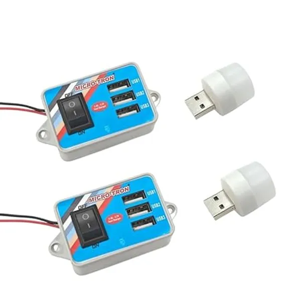 chandnichowkonline.in 12v 24v DC Mobile Charger 3 USB Ports with USB Bulb 5.2v 3.4 amp for Bike Car Truck Minibus Motorcycle 12 Volt 24 Volt Mobile Charging Adaptor Price in India Buy