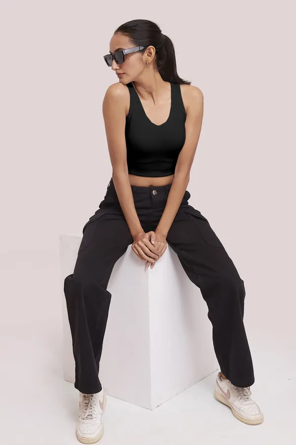 Black_V-Neck_Slim_Fit_Ribbed_Knit_Tank_Cut_Out_Back_Crop_Tops_For_Women