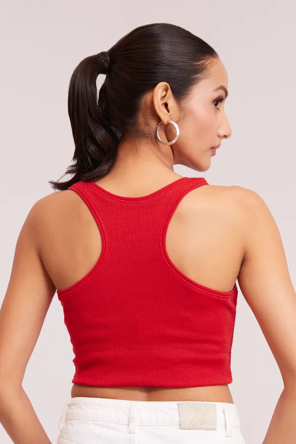 Red_V-Neck_Slim_Fit_Ribbed_Knit_Tank_Cut_Out_Back_Crop_Tops_For_Women