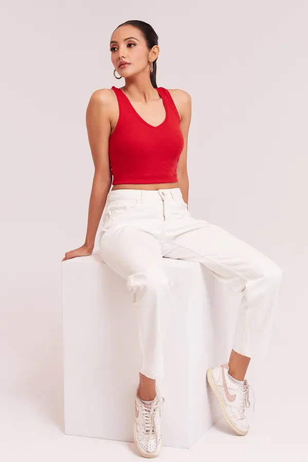 Red_V-Neck_Slim_Fit_Ribbed_Knit_Tank_Cut_Out_Back_Crop_Tops_For_Women