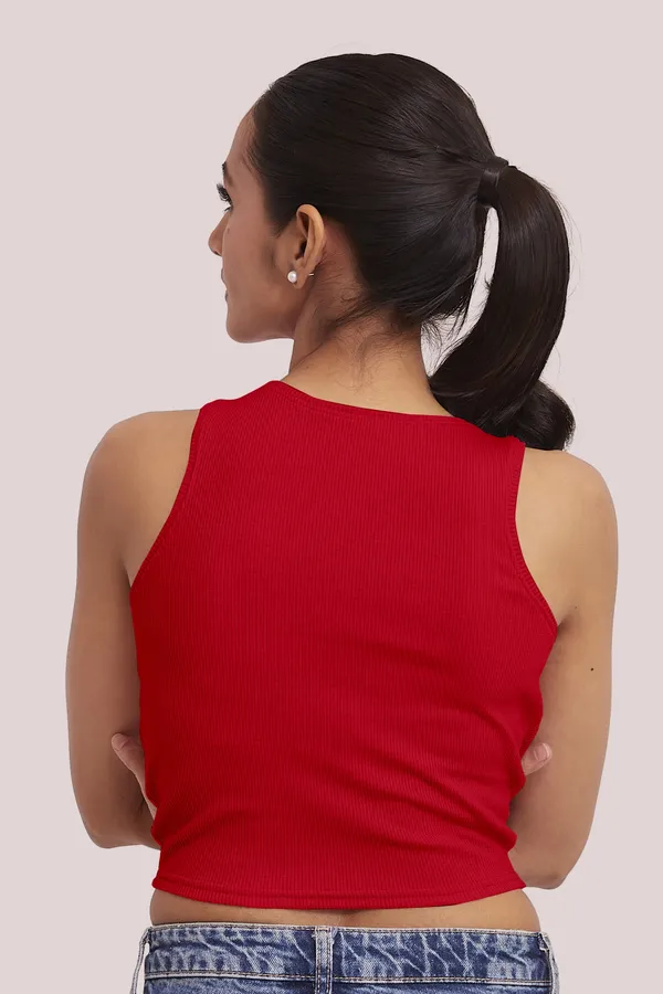 Red_Sleeveless_Slim_Fit_Ribbed_Knit_V-Neck_Tank_Crop_Tops_For_Women