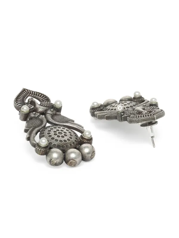 Silver-Toned_Peacock_Shaped_Studs