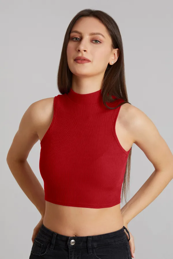 High_Neck_Sleeveless_Ribbed_Slim_Fit_Tank_Top