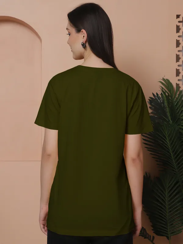 Women_Olive_Green_Round_Neck_Oversized_Tshirt