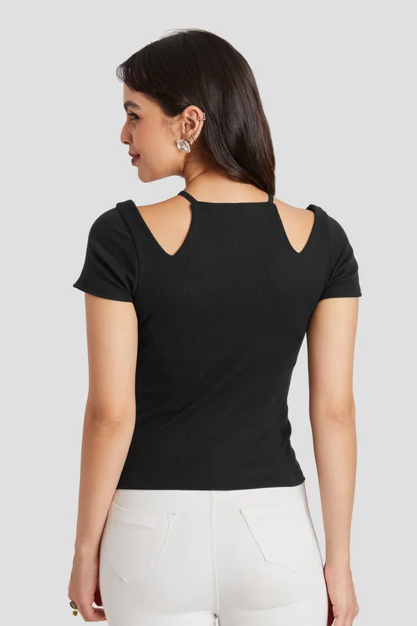 Solid_Casual_Half_Sleeves_Round_Neck_Women_Slim_Fit_Tops