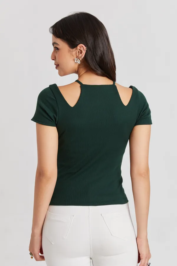 Solid_Casual_Half_Sleeves_Round_Neck_Women_Slim_Fit_Tops