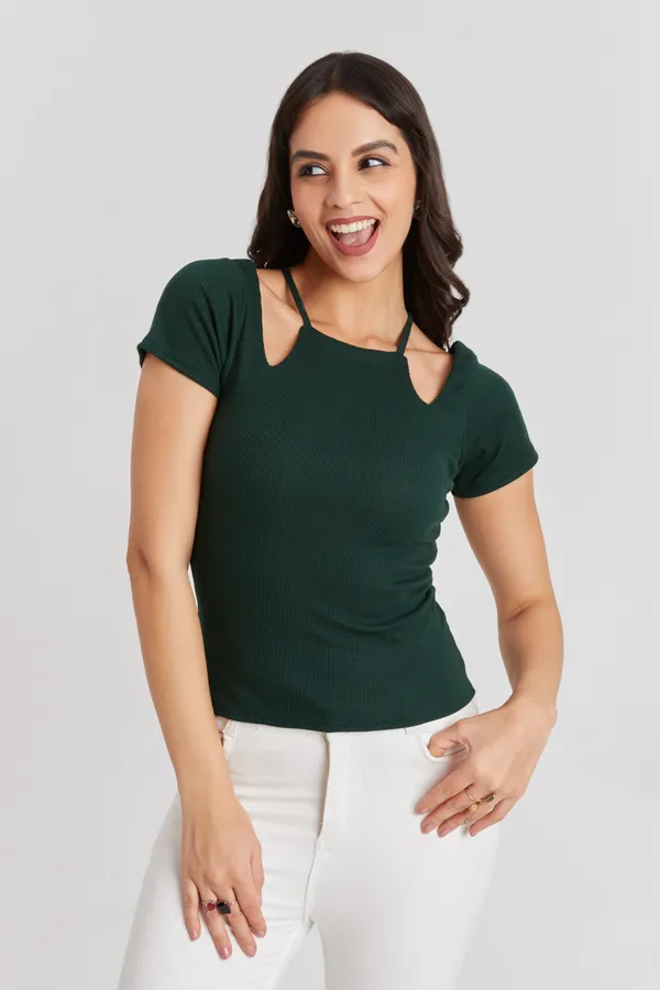 Solid_Casual_Half_Sleeves_Round_Neck_Women_Slim_Fit_Tops
