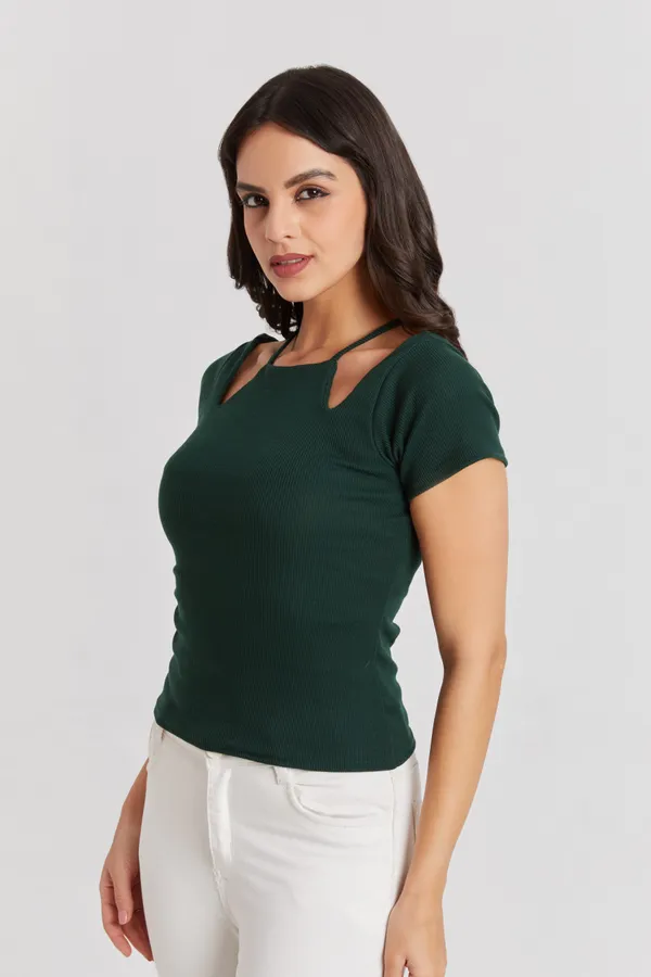 Solid_Casual_Half_Sleeves_Round_Neck_Women_Slim_Fit_Tops