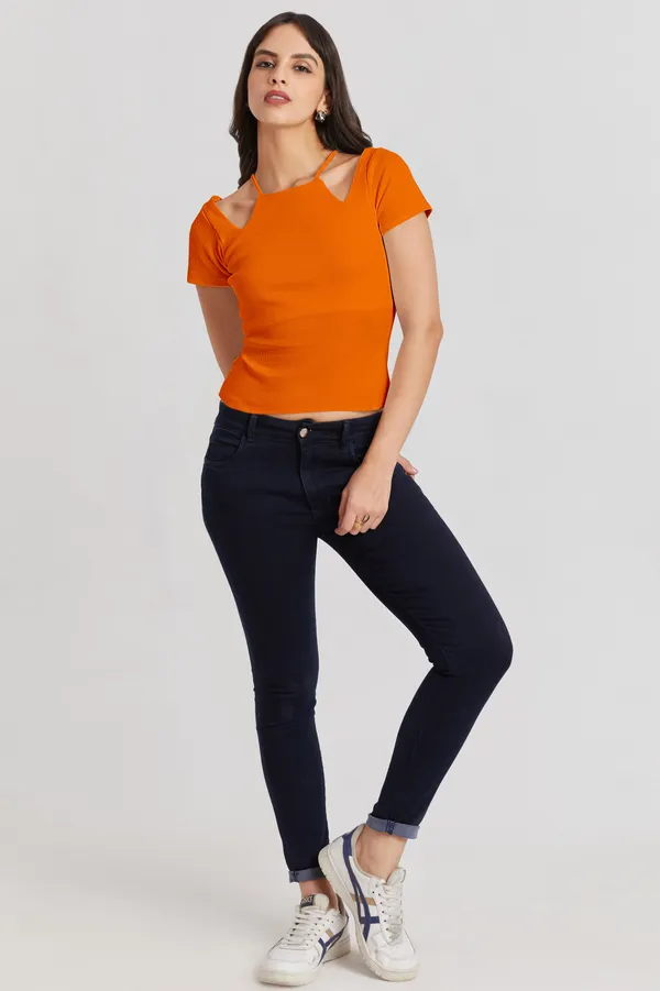 Solid_Casual_Half_Sleeves_Round_Neck_Women_Slim_Fit_Tops