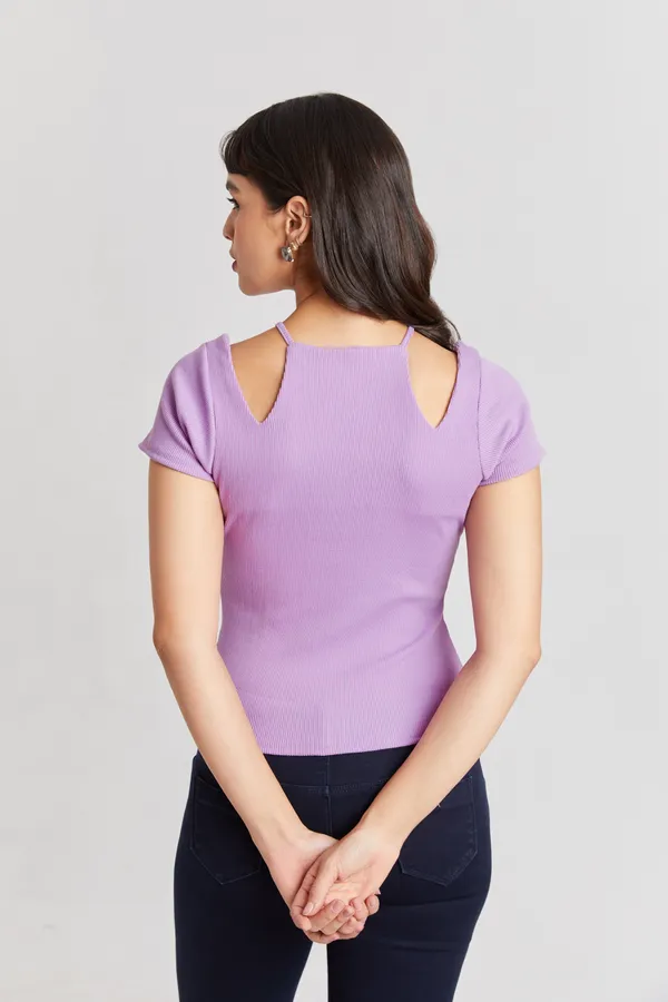 Solid_Casual_Half_Sleeves_Round_Neck_Women_Slim_Fit_Tops