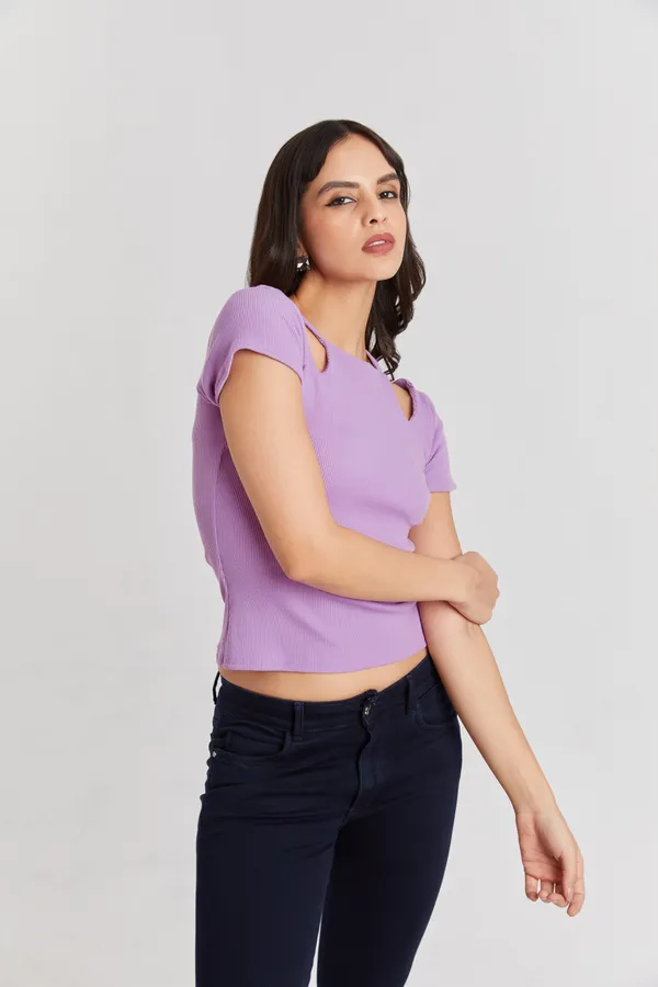 Solid_Casual_Half_Sleeves_Round_Neck_Women_Slim_Fit_Tops