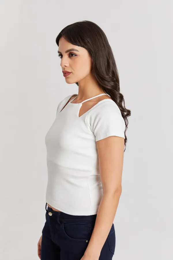 Solid_Casual_Half_Sleeves_Round_Neck_Women_Slim_Fit_Tops
