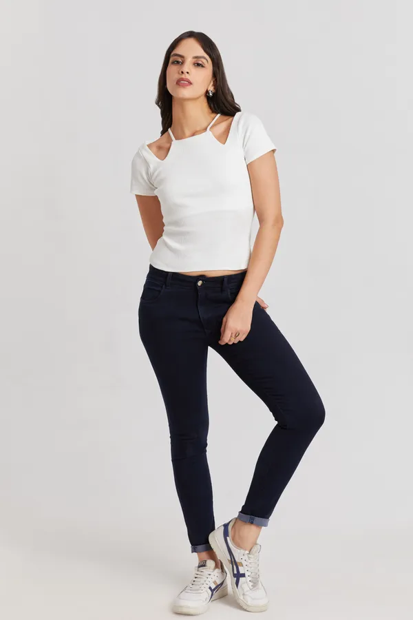 Solid_Casual_Half_Sleeves_Round_Neck_Women_Slim_Fit_Tops