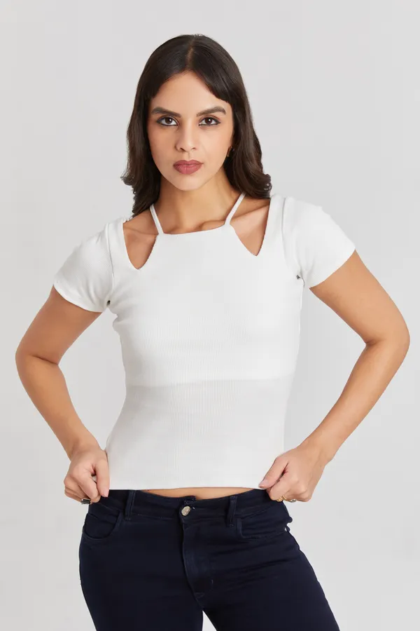 Solid_Casual_Half_Sleeves_Round_Neck_Women_Slim_Fit_Tops