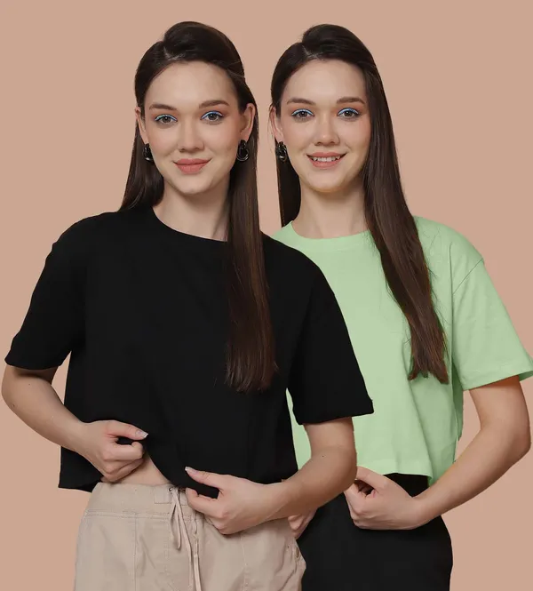 Women_Black_&_Sea_Green_Pack_Of_2_Oversized_Tshirt