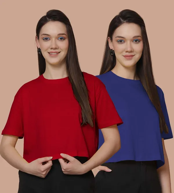 Women_Red_&_Blue_Pack_Of_2_Oversized_Tshirt