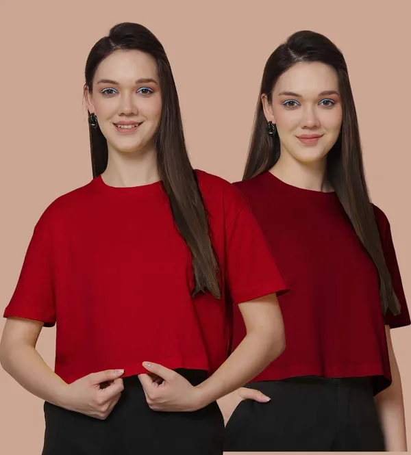 Women_Red_&_Maroon_Pack_Of_2_Oversized_Tshirt