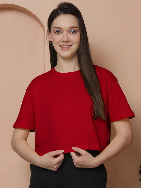 Women_Red_&_Turquoise_Blue_Pack_Of_2_Oversized_Tshirt