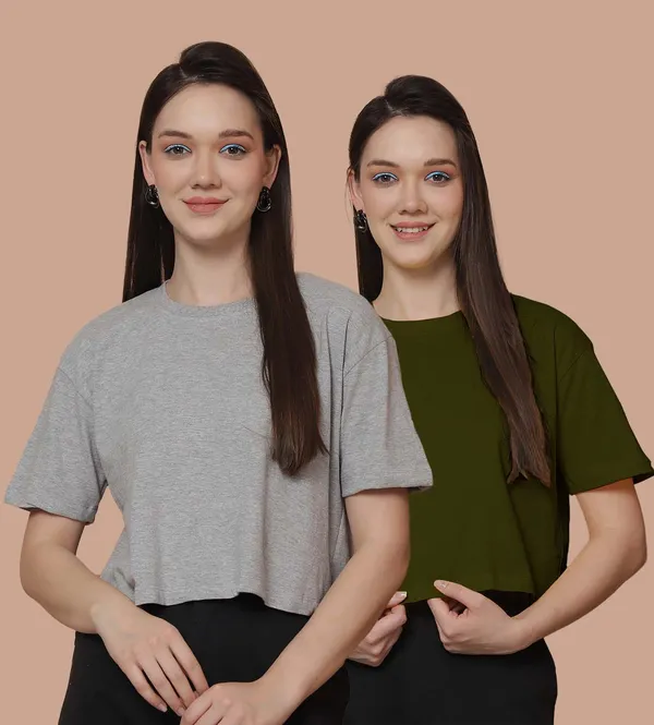 Women_Grey_&_Olive_Green_Pack_Of_2_Oversized_Tshirt