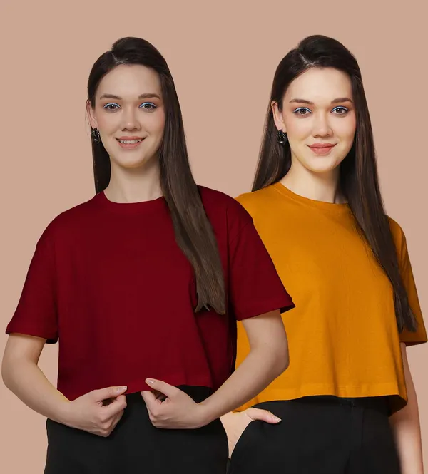 Women_Maroon_&_Mustard_Pack_Of_2_Oversized_Tshirt