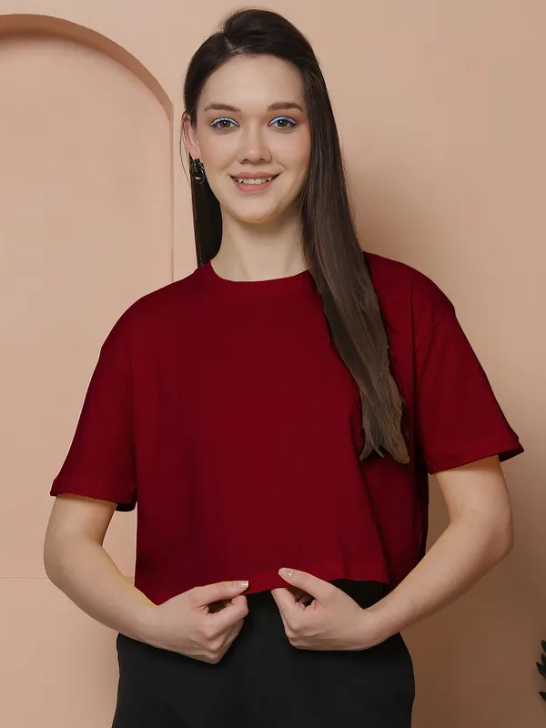 Women_Maroon_&_Olive_Green_Pack_Of_2_Oversized_Tshirt