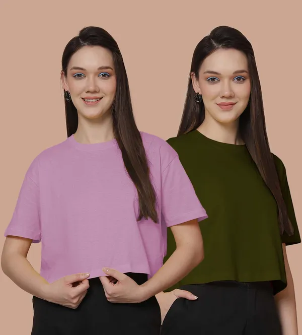 Women_Purple_&_Olive_Green_Pack_Of_2_Oversized_Tshirt