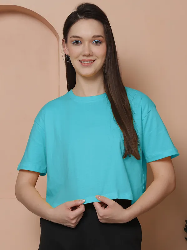 Women_Turquoise_Blue_&_Coral_Pack_Of_2_Oversized_Tshirt