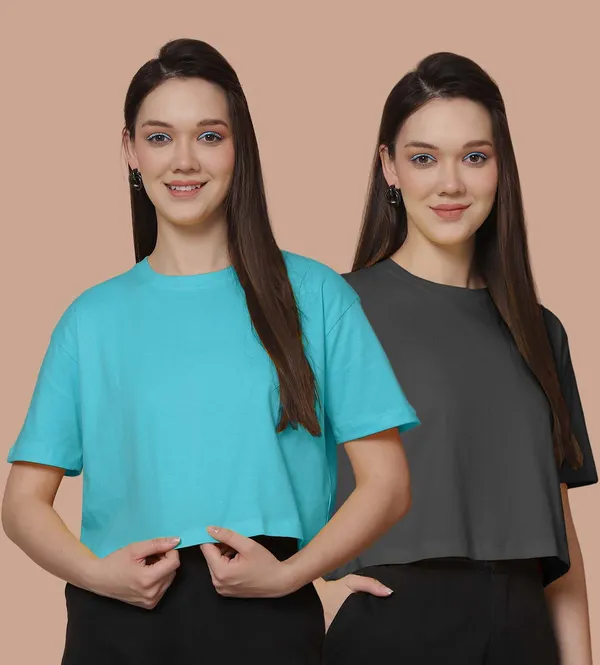 Women_Turquoise_Blue_&_Grey_Pack_Of_2_Oversized_Tshirt