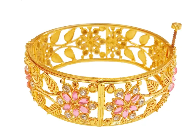 Assamese_Traditional__Copper_gold_plated_pink_white_stone_bangle_for_girls_&_women_(Pack_of_1)