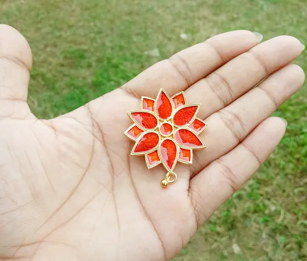 Assamese_Traditional_Gold_Plated_Red_Meenakari_Brooch_Pin_For_Girls_&_Women