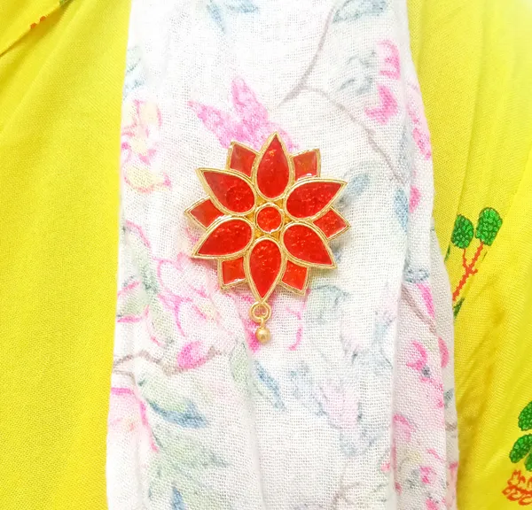 Assamese_Traditional_Gold_Plated_Red_Meenakari_Brooch_Pin_For_Girls_&_Women