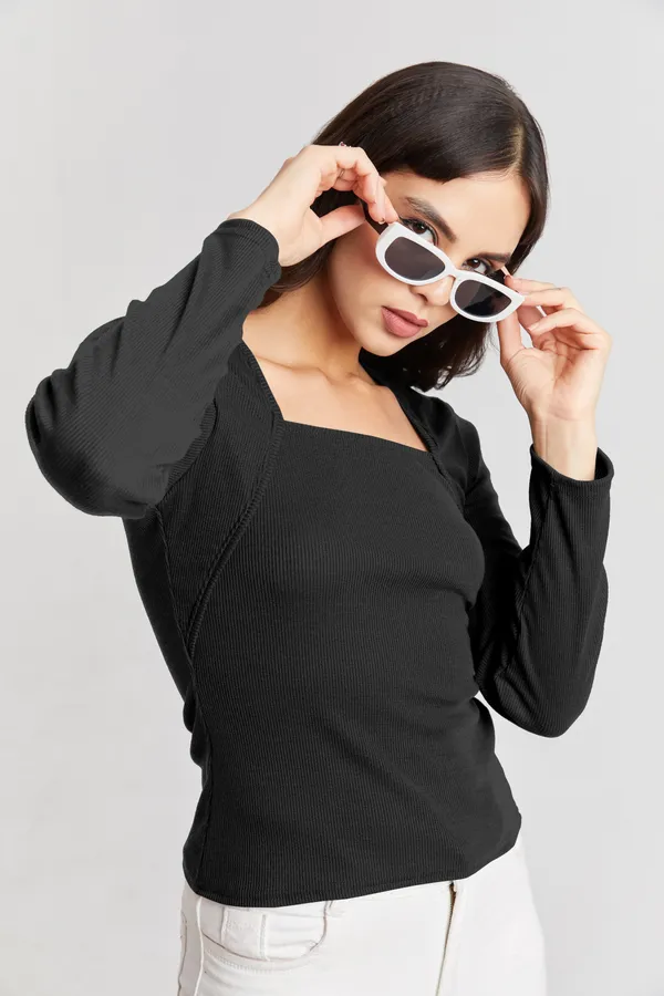 Square_Neck_Full_Sleeves_Ribbed__Fitted_Top