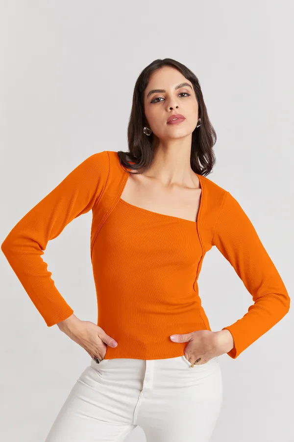 Square_Neck_Full_Sleeves_Ribbed__Fitted_Top