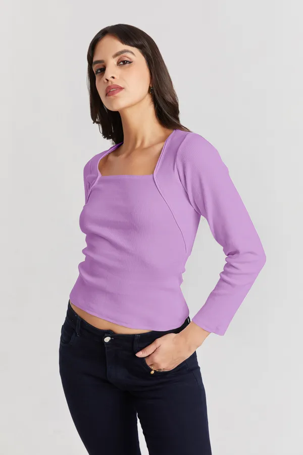 Square_Neck_Full_Sleeves_Ribbed__Fitted_Top