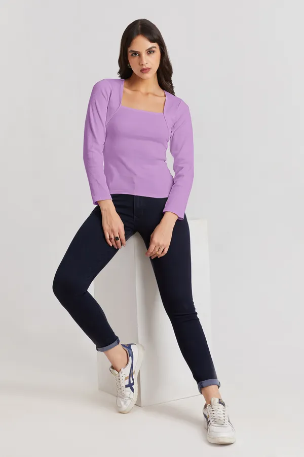 Square_Neck_Full_Sleeves_Ribbed__Fitted_Top