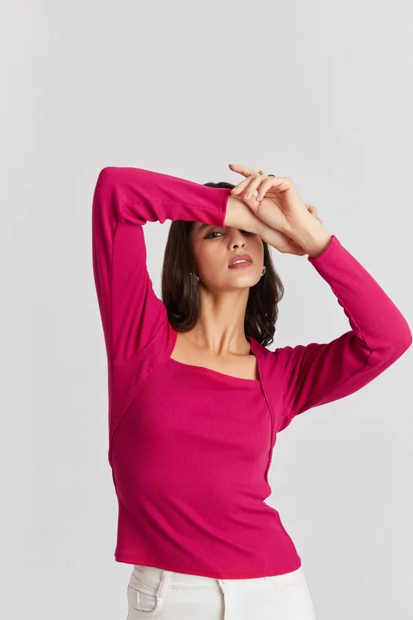 Square_Neck_Full_Sleeves_Ribbed__Fitted_Top