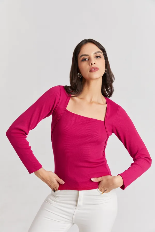 Square_Neck_Full_Sleeves_Ribbed__Fitted_Top