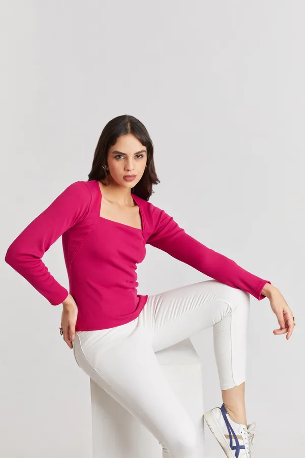Square_Neck_Full_Sleeves_Ribbed__Fitted_Top