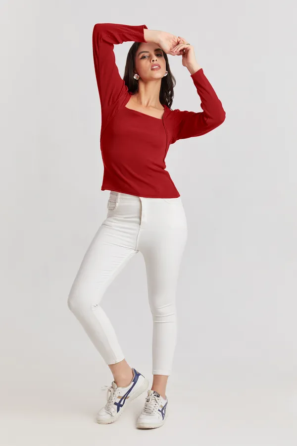 Square_Neck_Full_Sleeves_Ribbed__Fitted_Top