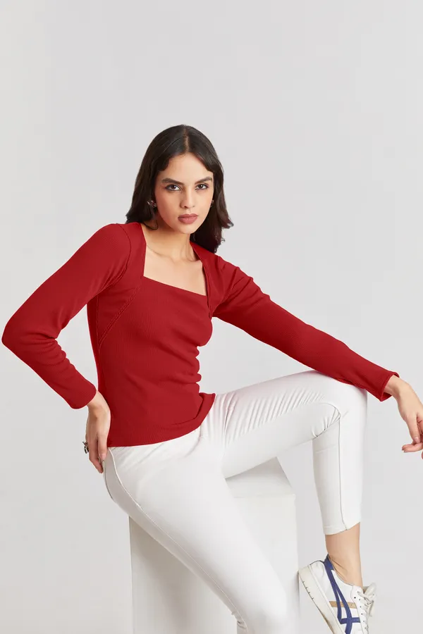 Square_Neck_Full_Sleeves_Ribbed__Fitted_Top