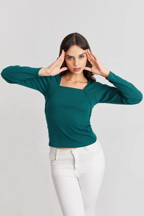 Square_Neck_Full_Sleeves_Ribbed__Fitted_Top