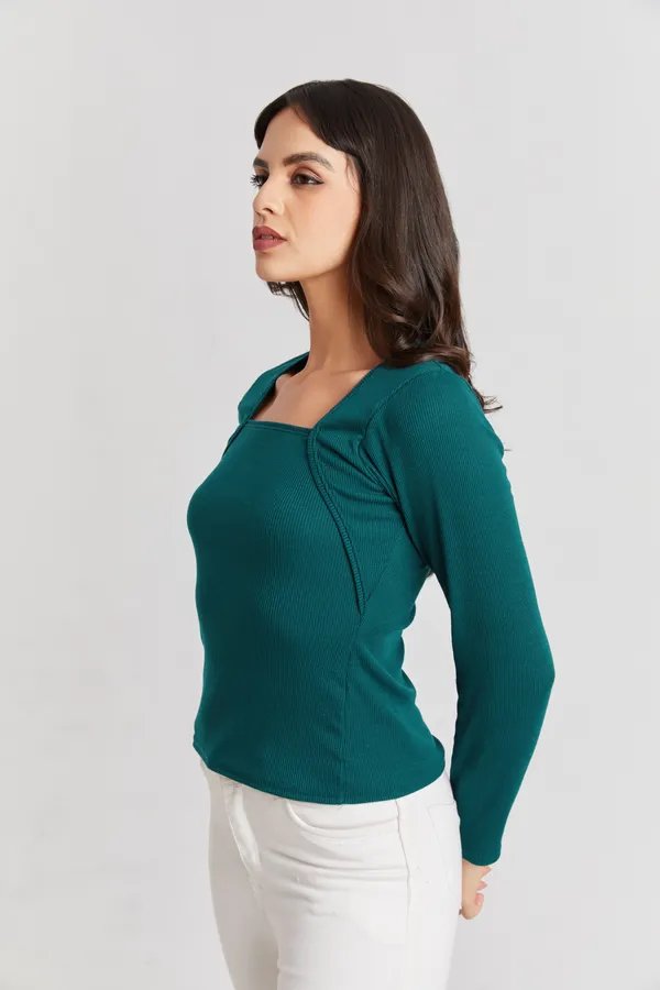 Square_Neck_Full_Sleeves_Ribbed__Fitted_Top