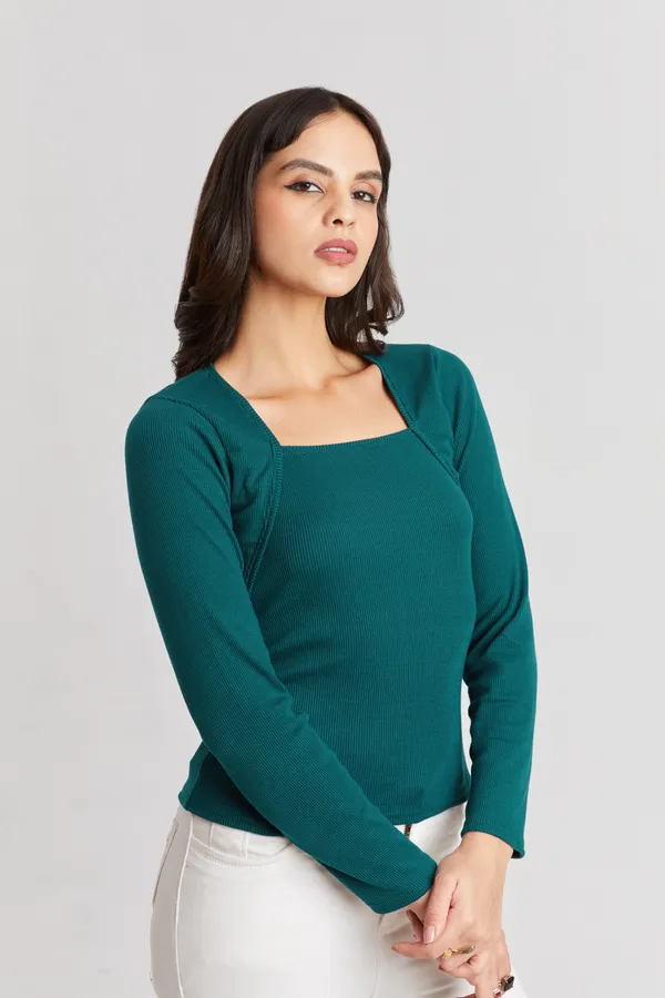 Square_Neck_Full_Sleeves_Ribbed__Fitted_Top