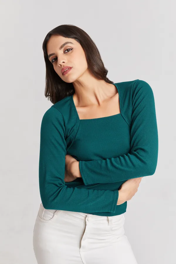 Square_Neck_Full_Sleeves_Ribbed__Fitted_Top