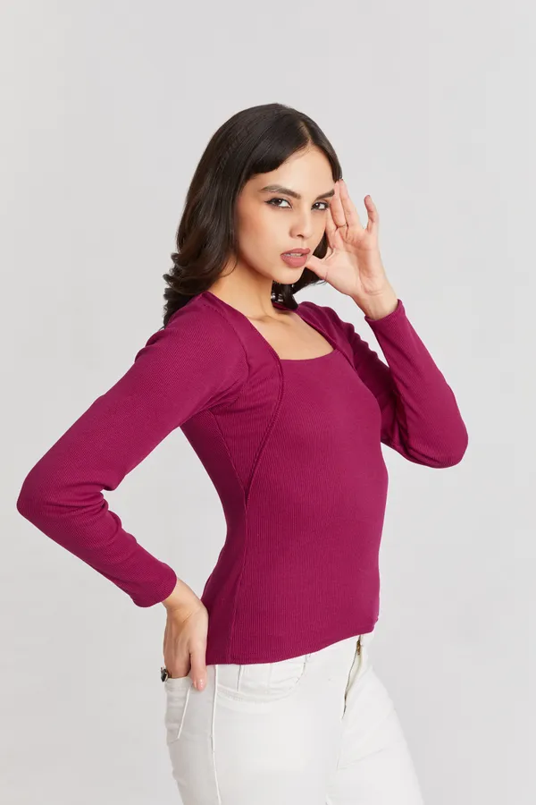Square_Neck_Full_Sleeves_Ribbed__Fitted_Top