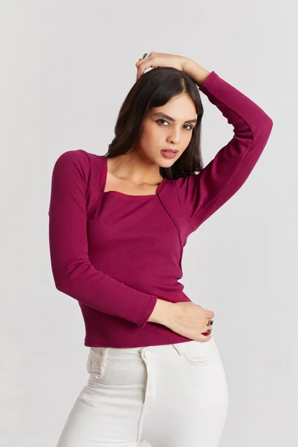 Square_Neck_Full_Sleeves_Ribbed__Fitted_Top